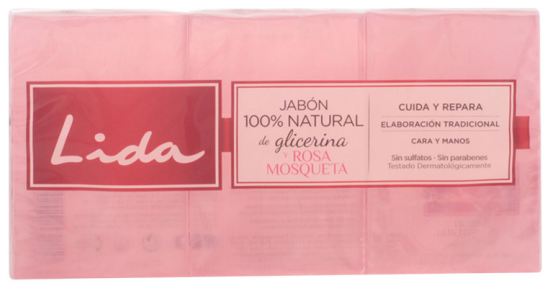 Savon 100% Naturel &agrave; la Glyc&eacute;rine et &agrave; la Rose Musqu&eacute;e 3 Pi&egrave;ces