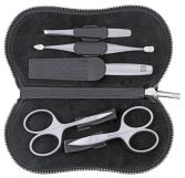 Trousse &agrave; manucure en cuir Legitima noir 5 pi&egrave;ces