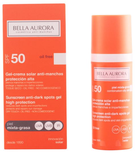Bella Aurora Spf 50 peau mixte cr&egrave;me solaire anti-taches - 50 ml de graisse