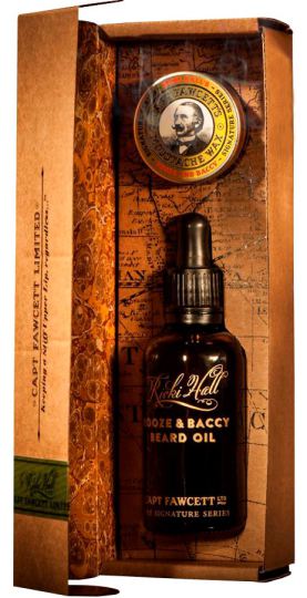 Coffret cadeau huile et cire &agrave; moustache Ricki Hall Booze &amp; Baccy