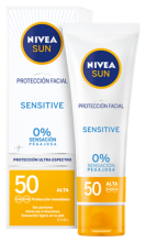 Protection solaire visage sensible aux UV 50 fp + 50 ml