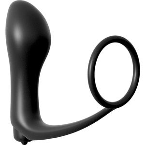 Plug Anal Vibrant Anneau Pénis Noir Plug Anal Vibrant Anneau Pénis Noir